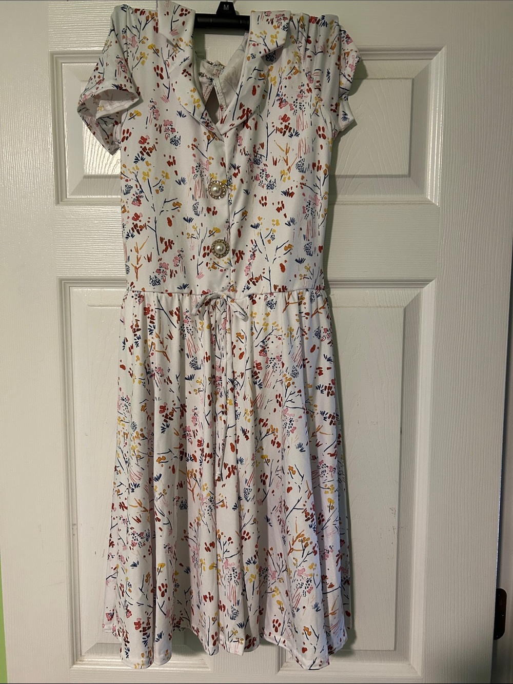 Weissman White Floral Button-Front Dress